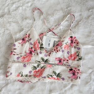 NWT Zara floral cropped cross-back cami